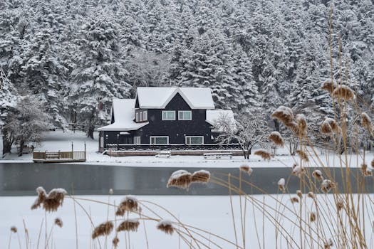 cozy tiny house in winter