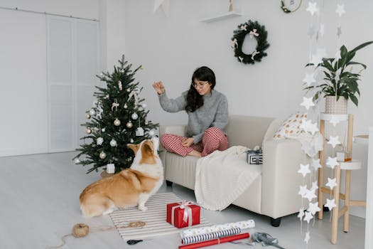 happy pet owner with their dog in a tiny home