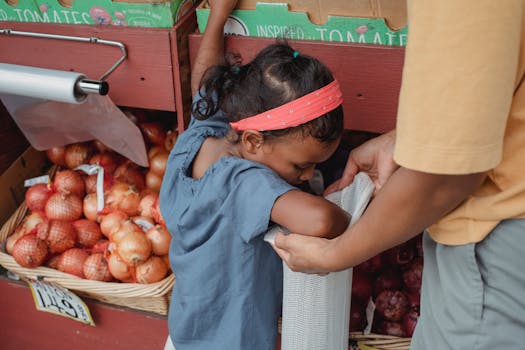 family visiting a local market