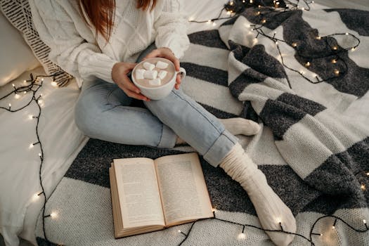 person relaxing with a book