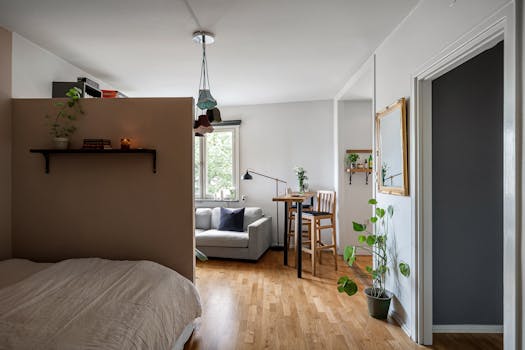 a tidy minimalist room with plants