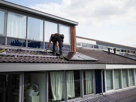 solar panels on a small apartment rooftop