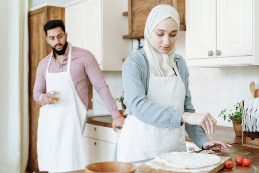 family prepping meals together