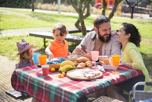 happy family enjoying a picnic