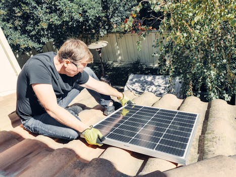 Solar panel installation on a tiny house